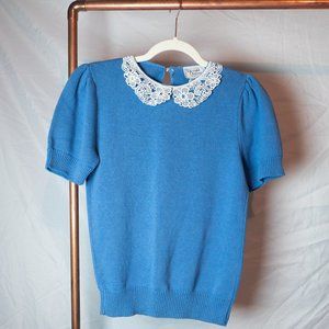 Vintage Herald House Sweater with Lace Collar